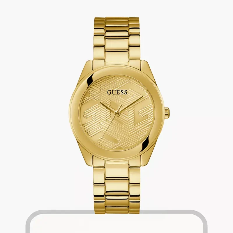 Guess Cubed Quartz Champagne Dial Ladies Watch- GW0606L2